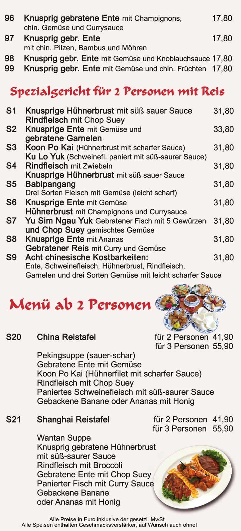 China wok Speisekarte